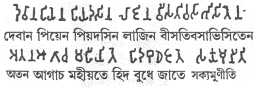 অশোকের ব্রাহ্মী লিপি (বাঙ্গালা লিপ্যন্তর সমেত)